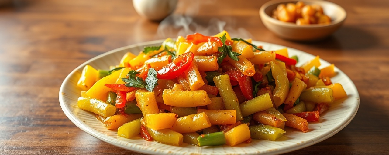 Khnort Chha Mok Treng (Flash-Fried Young Jackfruit with Bell Peppers)