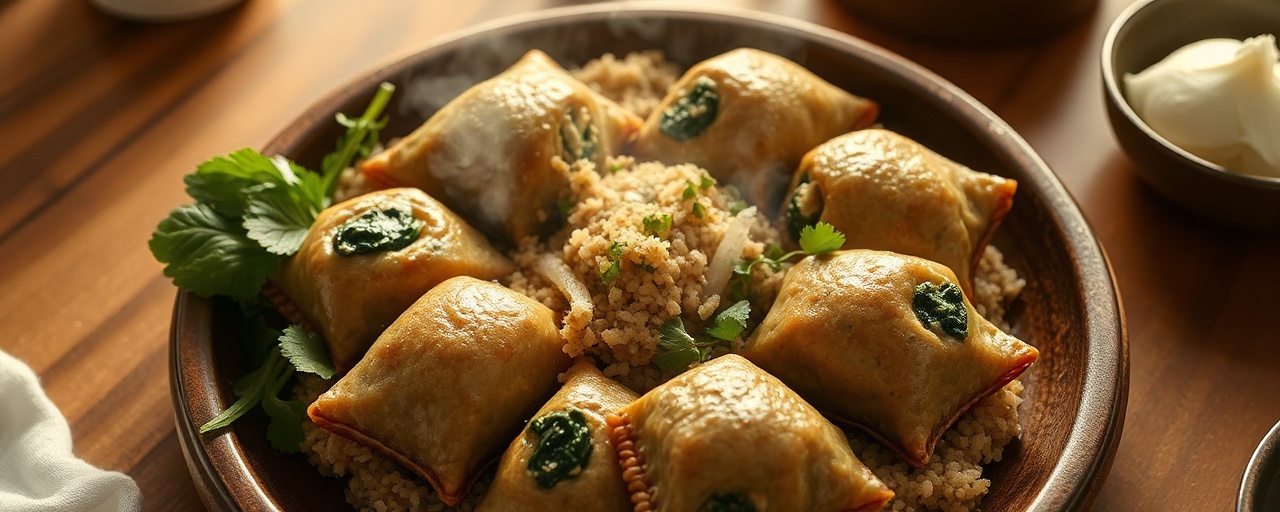 Kibbeh Sabanekh Mabkhoura (Steamed Spinach Kibbeh Parcels)
