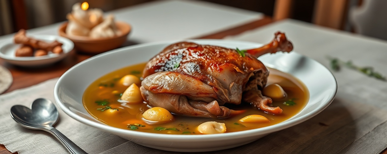 Koh Kour Sach Treet (Poached Duck with Fragrant Herbs)