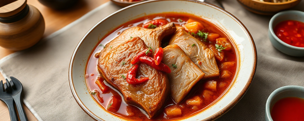 Korean Braised Pork Belly and Kimchi Stew (Doenjang-dwaeji-gimchi-jjim)