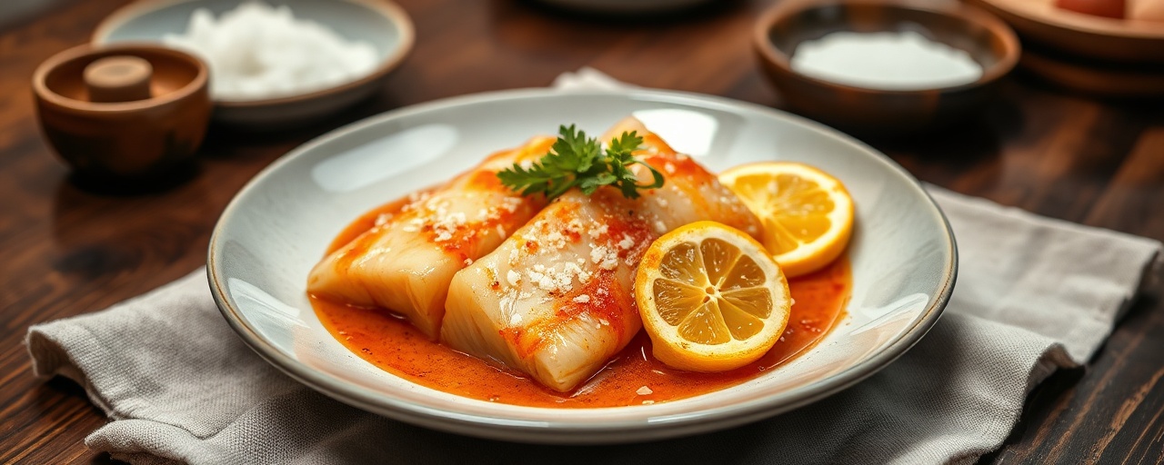 Korean Cured Cod with Preserved Lemon-Gochujang Dressing