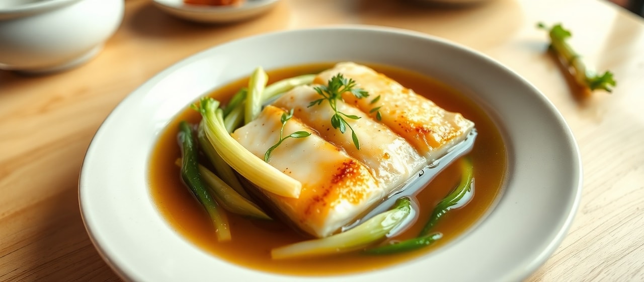 Korean Lemongrass Poached Cod with Napa Cabbage
