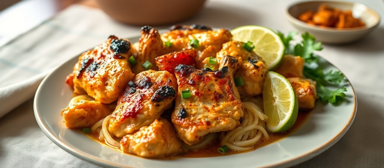 Kyet Thar Kyaw Hnet Thayet Chin (Charcoal Grilled Burmese Coconut Chicken with Lime)