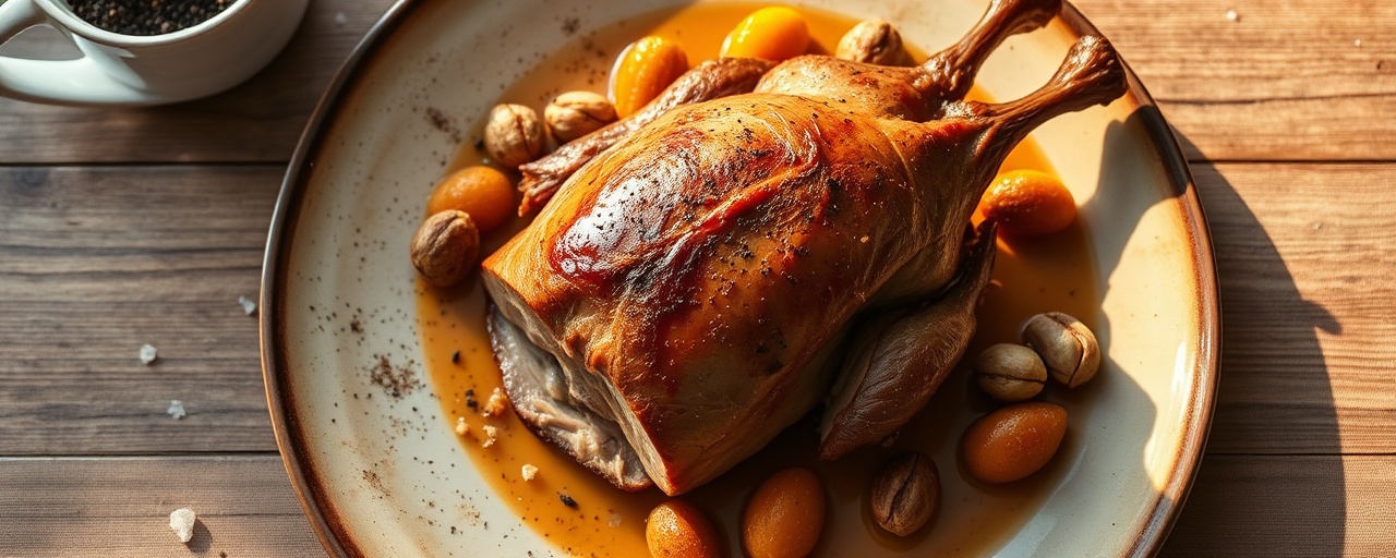 Lebanese Clay-Pot Duck with Apricots and Walnuts