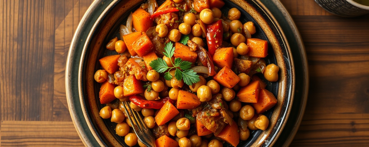 Lebanese Spiced Sweet Potato and Chickpea Stir-Fry