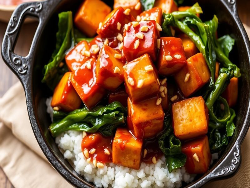 Lemongrass Chili Glazed Tofu with Sautéed Bok Choy