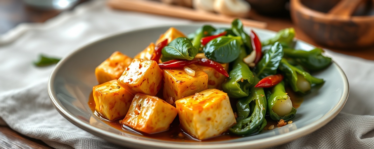 Lemongrass Chili Glazed Tofu with Sautéed Bok Choy