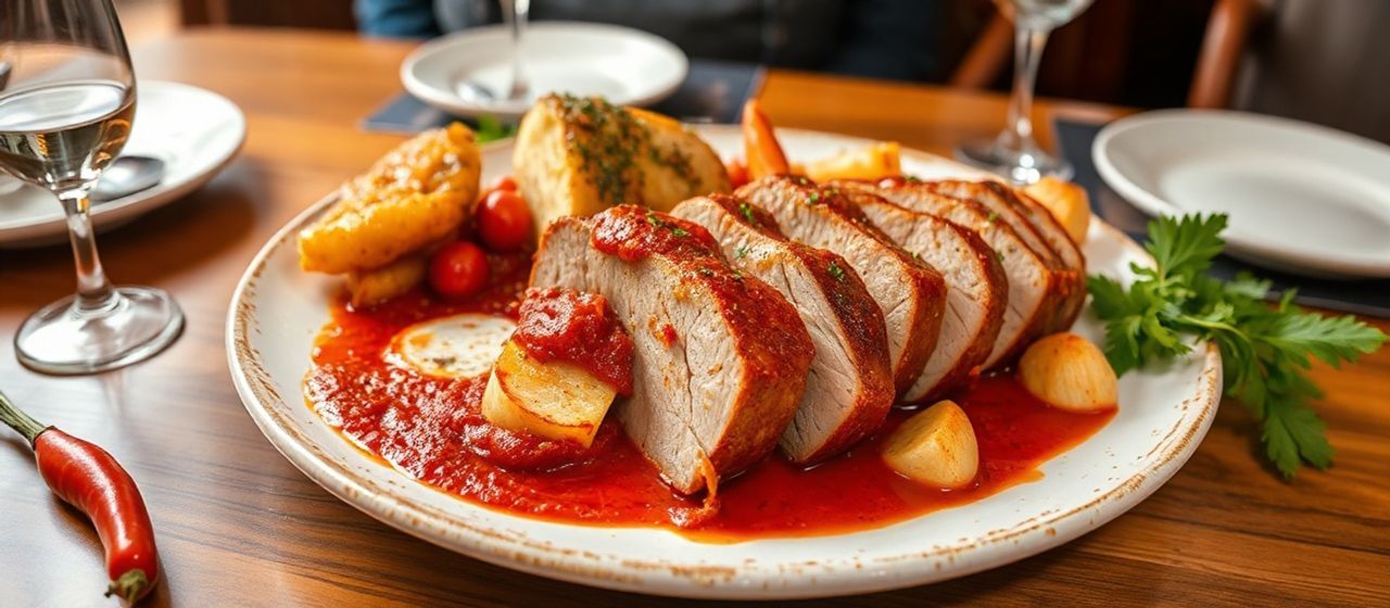 Lombo de Porco Sous-Vide com Harissa e Molho de Ameixa