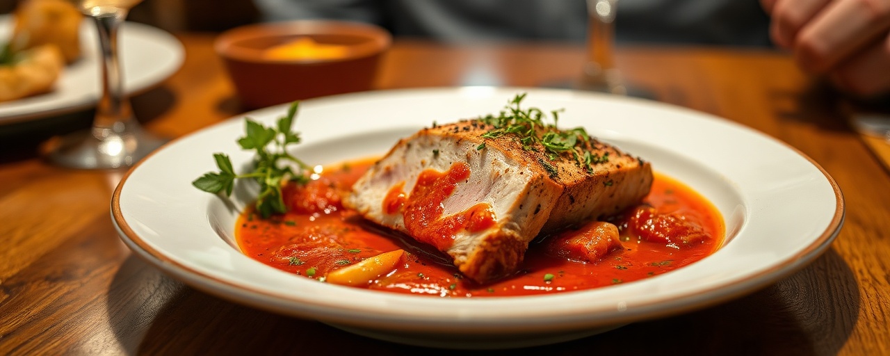 Lombo de Porco Sous-Vide com Harissa e Molho de Ameixa