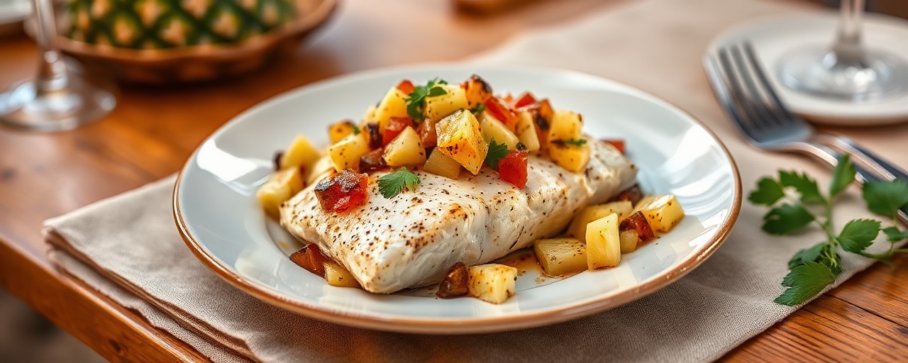 Luau Steamed Mahi-Mahi with Chipotle Pineapple Salsa