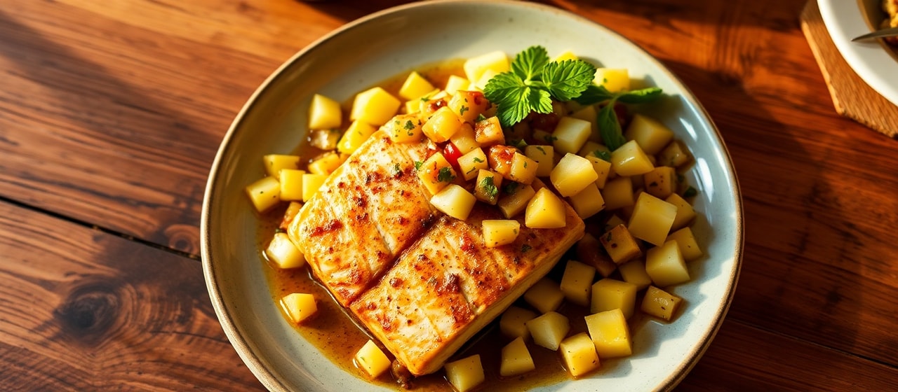 Luau Steamed Mahi-Mahi with Chipotle Pineapple Salsa
