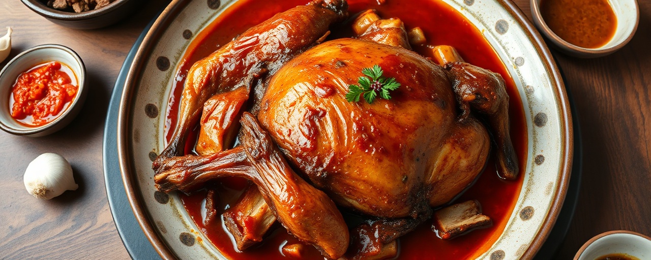 Maek-jeon Ori-jjim (Spicy Braised Duck with Fermented Pastes)