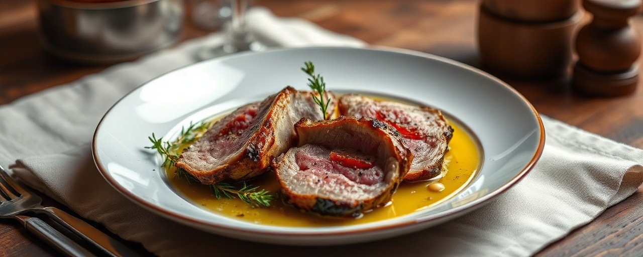 Magret de Canard Rôti au Feu, Herbes de Provence et Vinaigrette Crémeuse au Tahini