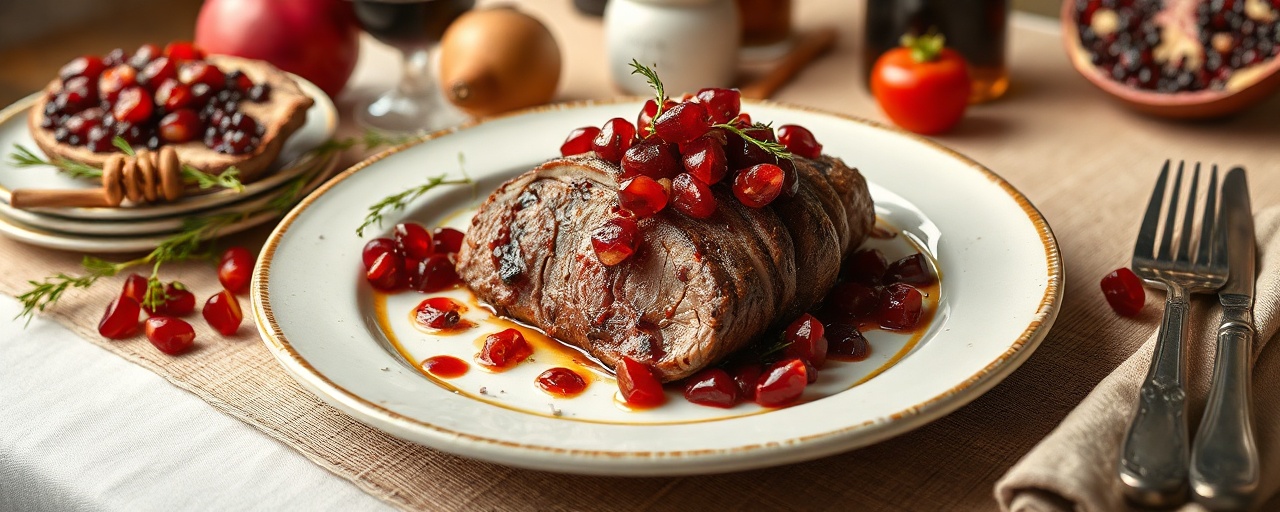 Maiale Scottato con Salsa di Melograno Agrodolce