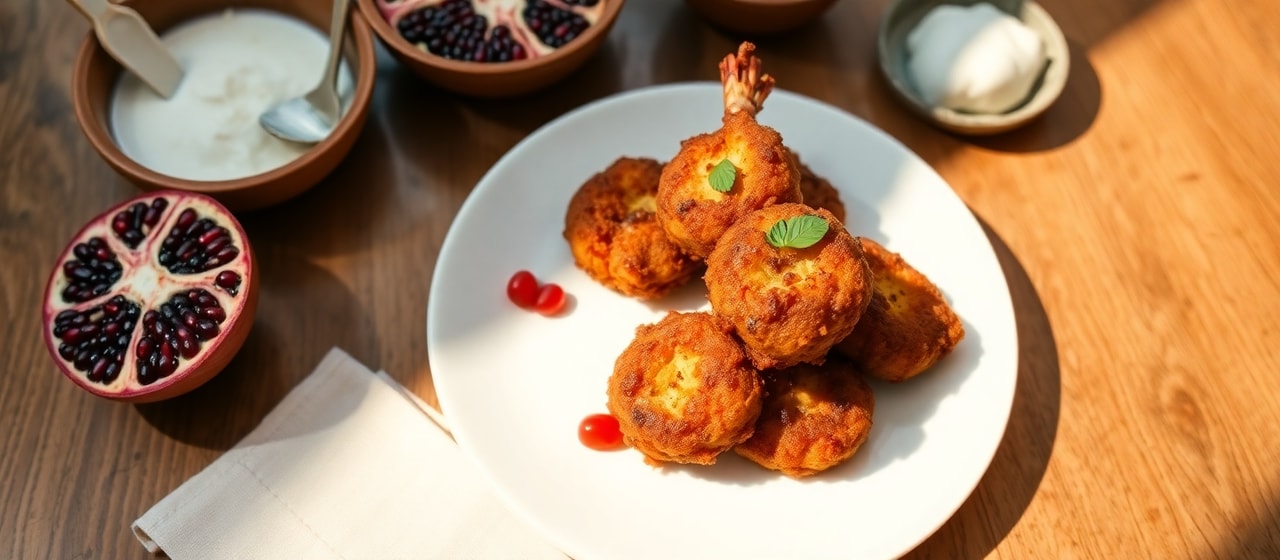 Malaysian Crispy Pomegranate Prawn Fritters (Jemput-Jemput Udang Delima)