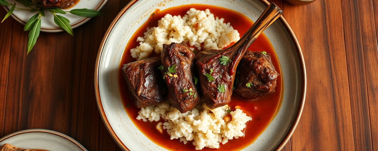 Malaysian Harissa Braised Lamb Shanks with Tamarind and Coconut