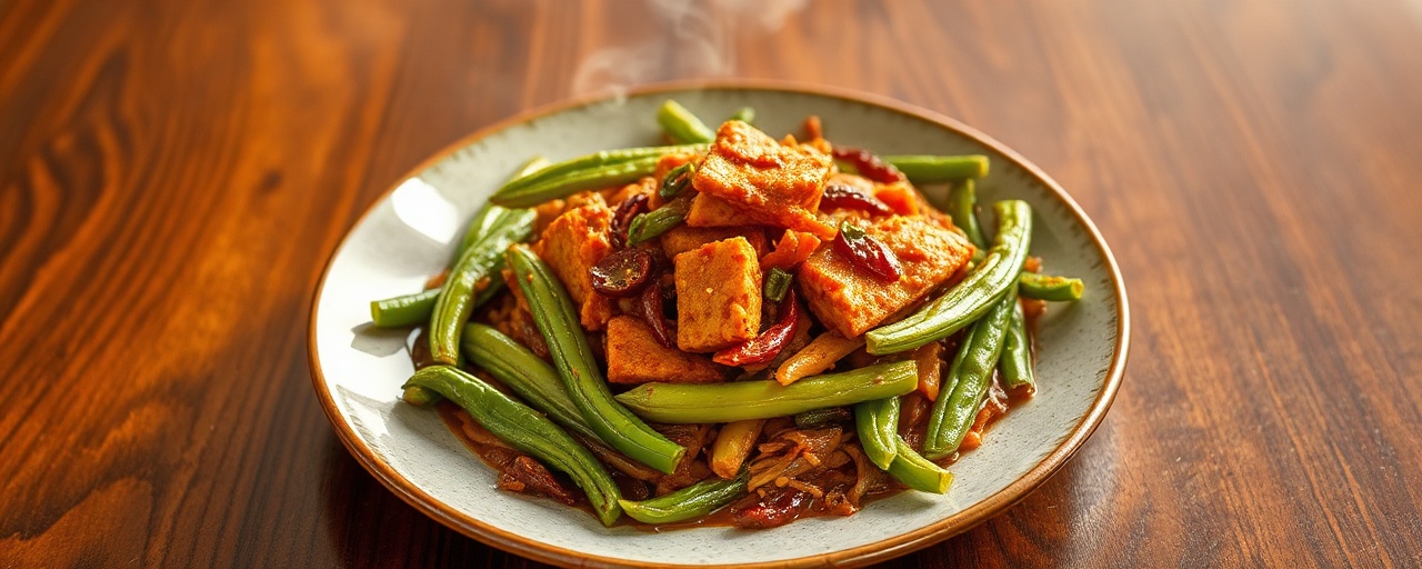 Malaysian Wok-Tossed Sambal Tempeh with Long Beans