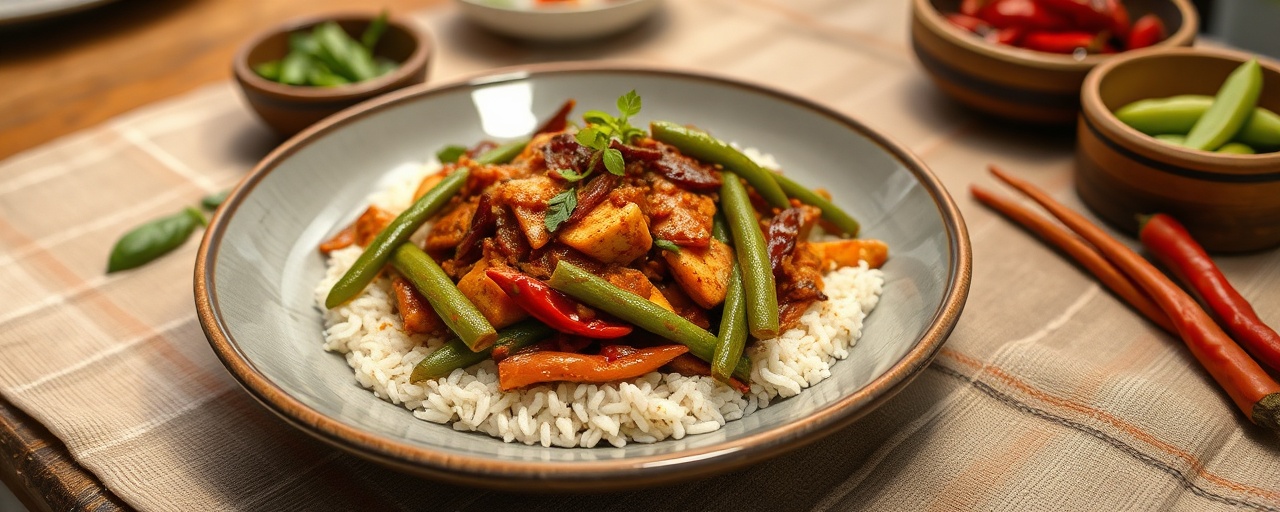 Malaysian Wok-Tossed Sambal Tempeh with Long Beans