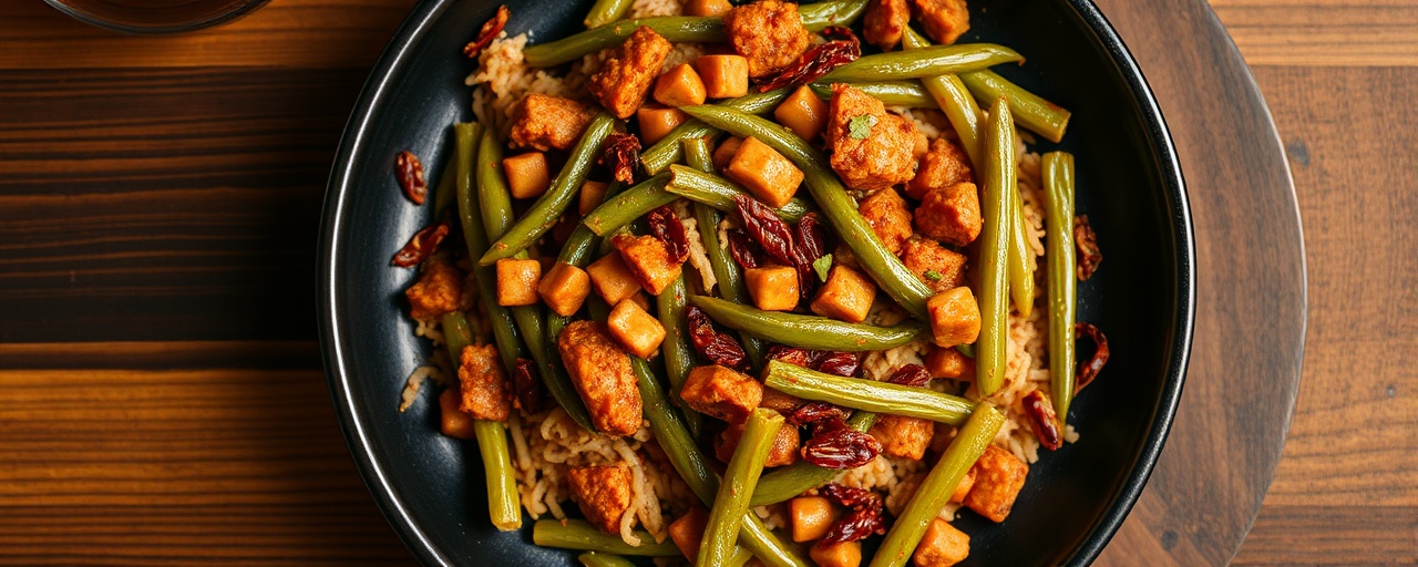 Malaysian Wok-Tossed Sambal Tempeh with Long Beans
