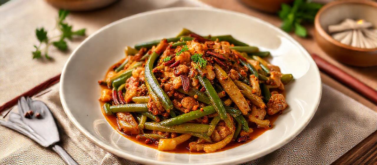 Malaysian Wok-Tossed Sambal Tempeh with Long Beans