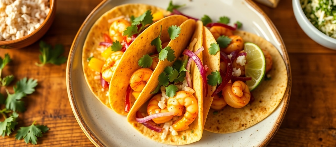 Mango Habanero Shrimp Tacos with Cilantro Lime Slaw