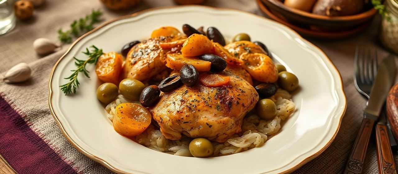 Marinated Preserved Lemon Chicken with Olives and Root Vegetables