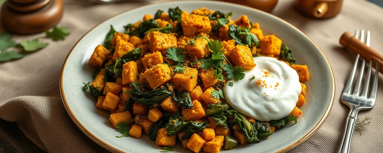 Masala Tempeh with Sauteed Greens