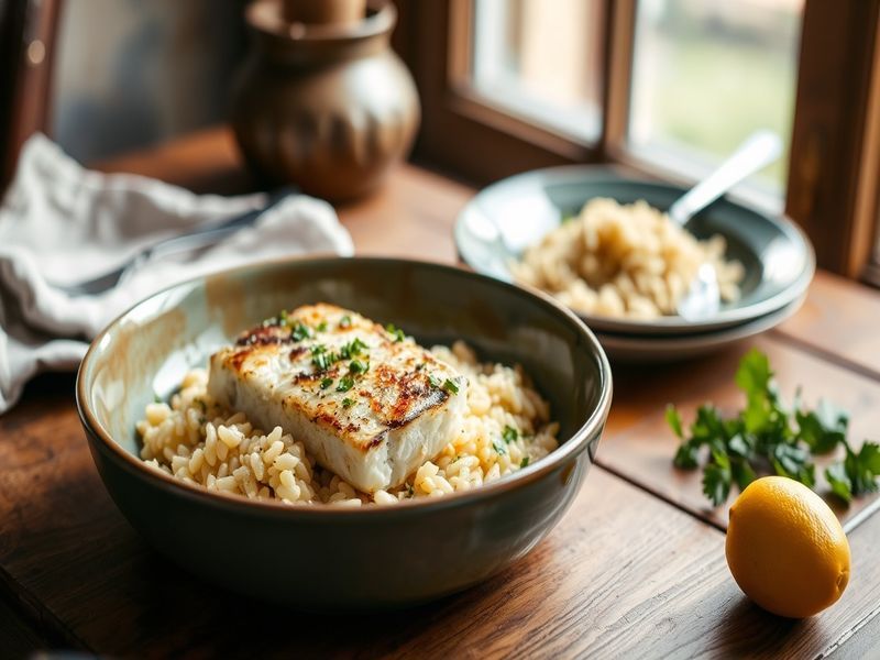 Mediterranean Baked Cod with Lemon-Herb Orzo