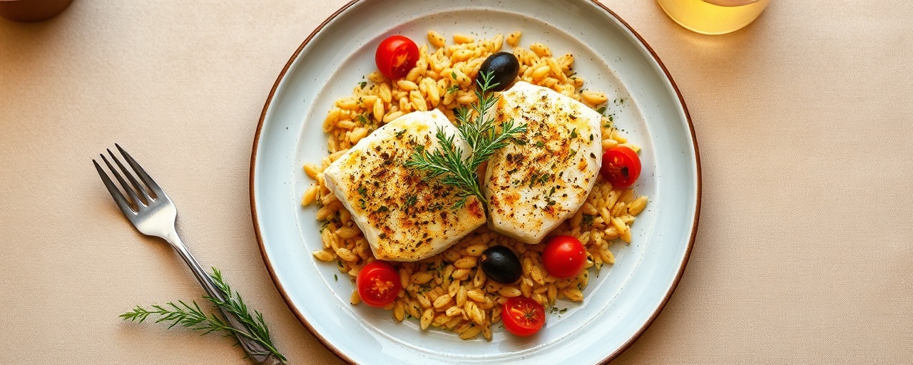 Mediterranean Baked Cod with Lemon-Herb Orzo