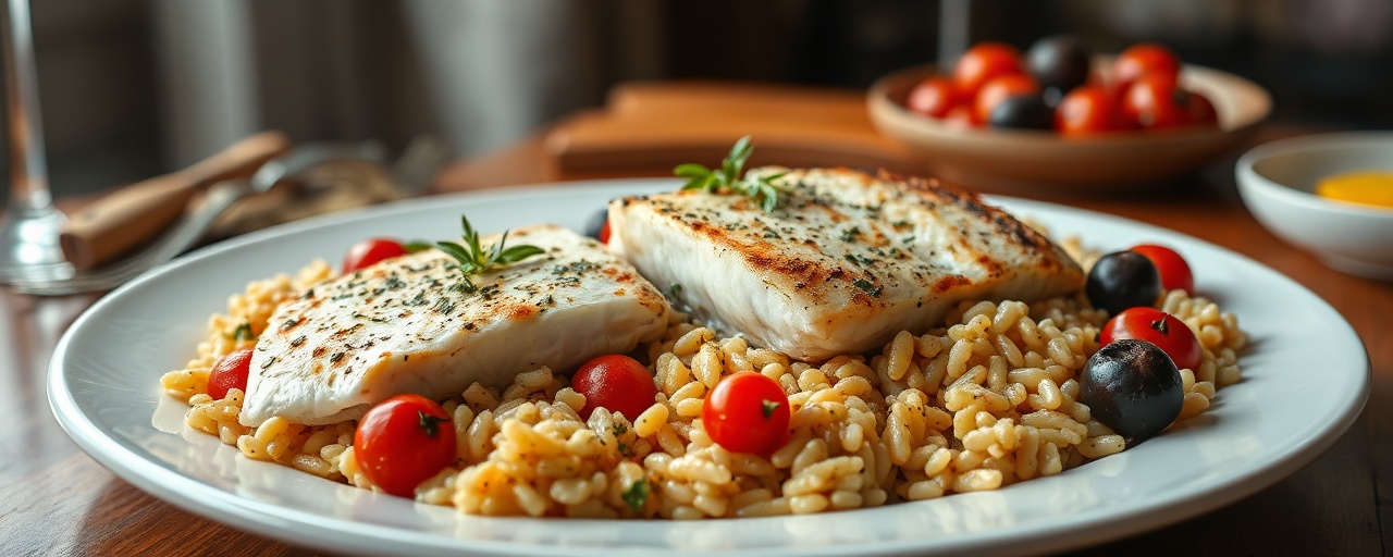 Mediterranean Baked Cod with Lemon-Herb Orzo