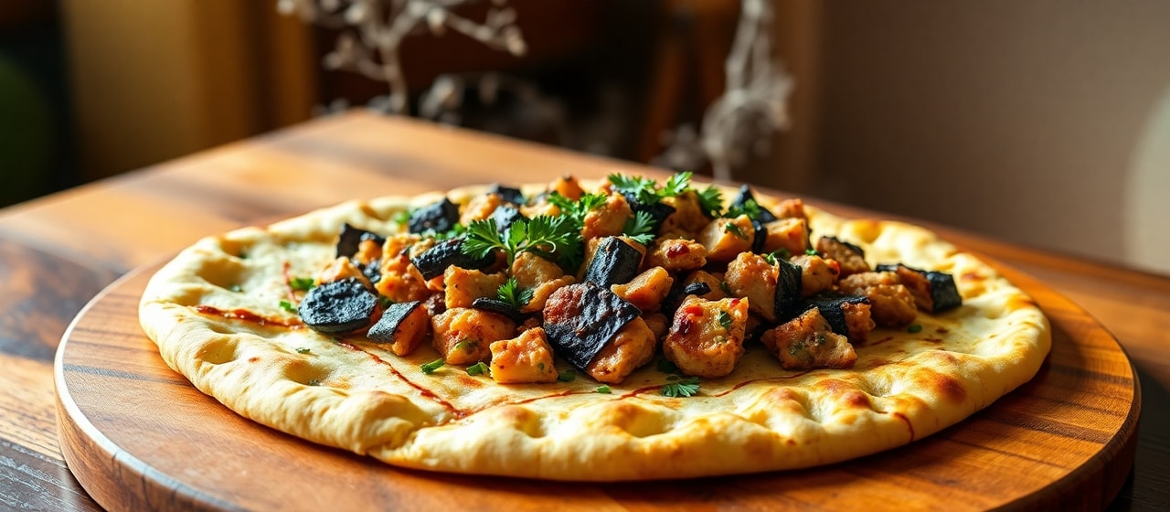 Mediterranean Black Garlic Chicken Flatbread
