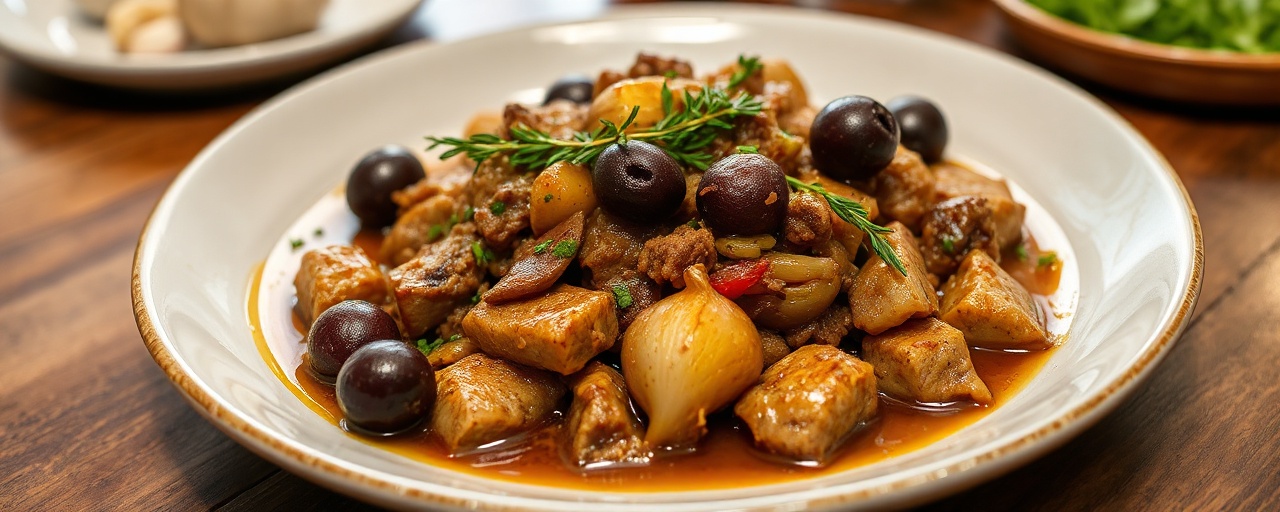 Mediterranean Braised Seitan with Artichokes and Kalamata Olives