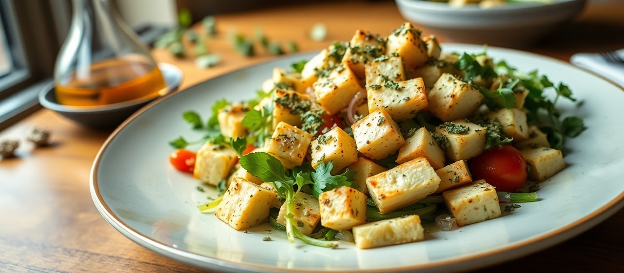 Mediterranean Cured Tofu & Herb Salad