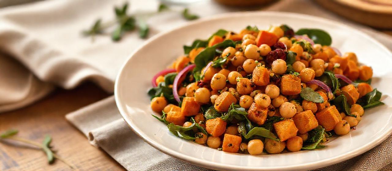 Mediterranean Steamed Sweet Potato and Chickpea Salad