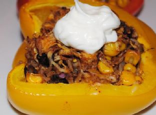 Mexican Spicy Chicken and Black Bean Stuffed Bell Peppers