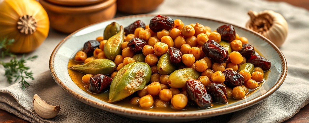 Middle Eastern Braised Jackfruit with Spiced Chickpeas and Dates
