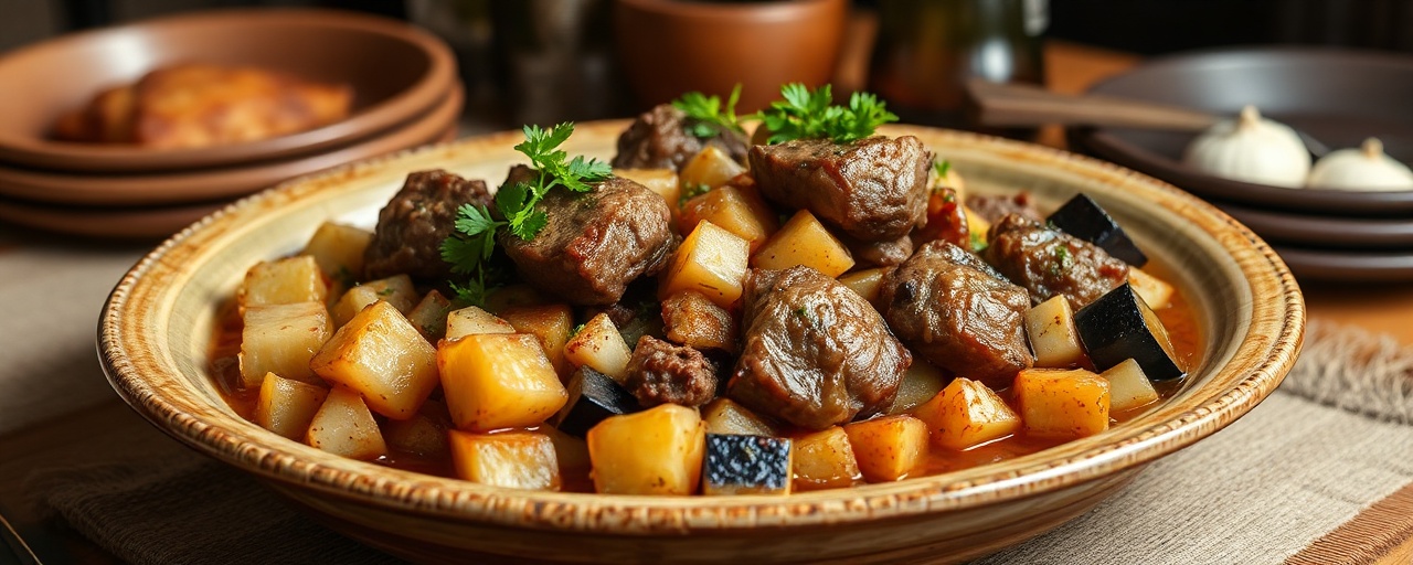 Mieliepap and Eggplant Lamb Potjie