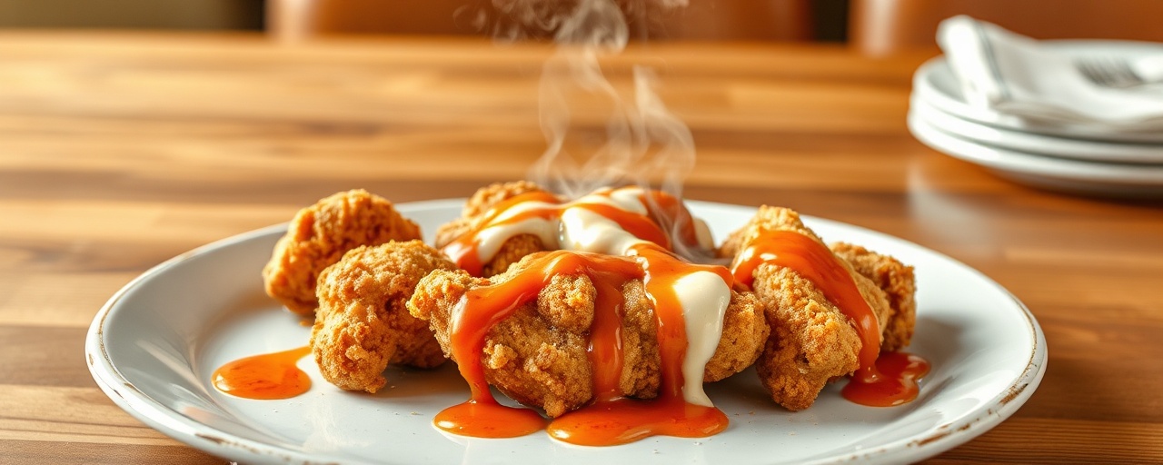Miso Cornmeal-Crusted Fried Chicken with Spicy Maple Drizzle