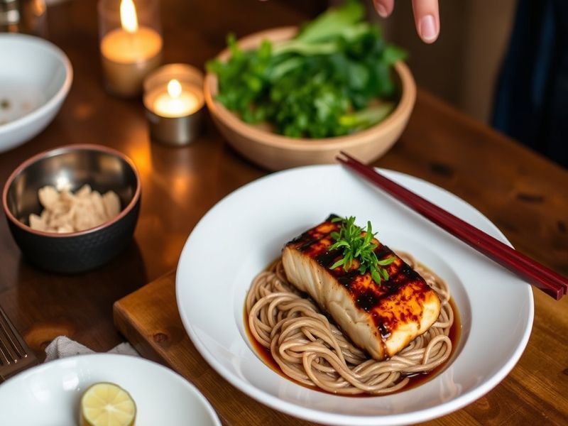 Miso Glazed Black Cod with Soba Noodles