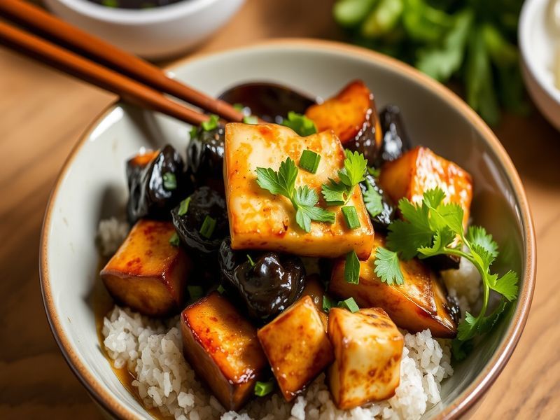Miso Glazed Eggplant and Tofu Bowl