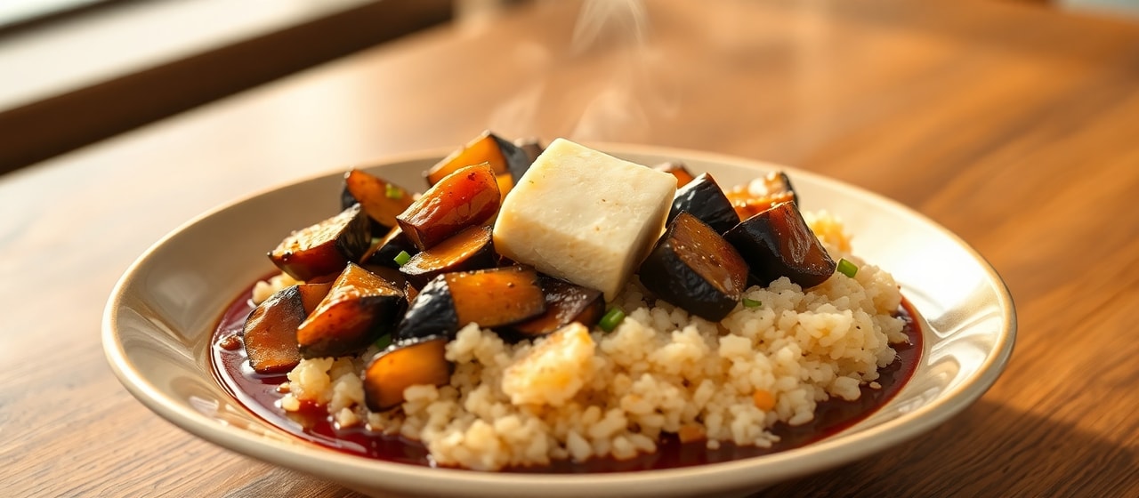 Miso Glazed Eggplant and Tofu Bowl