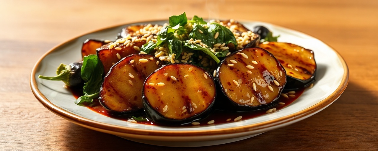 Miso Glazed Eggplant with Sesame Spinach