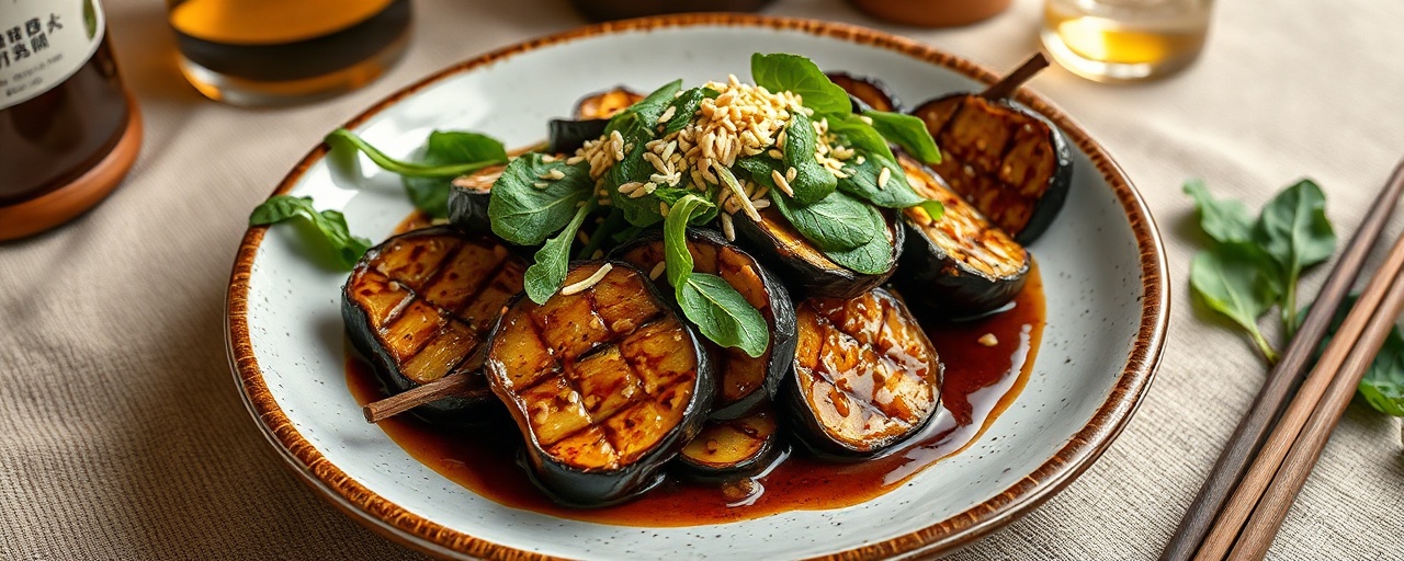 Miso Glazed Eggplant with Sesame Spinach