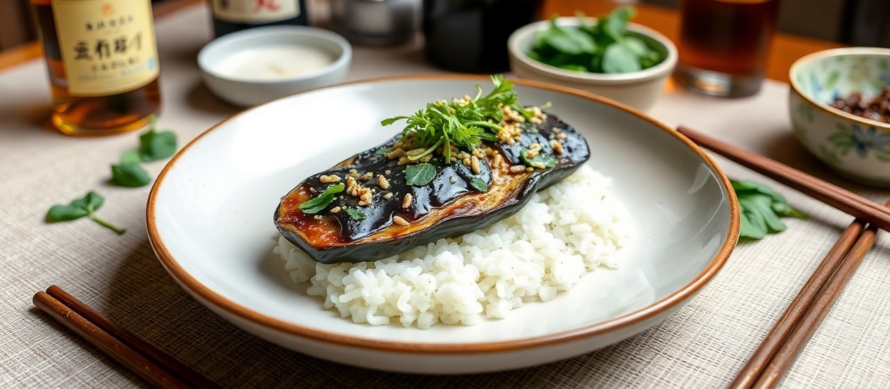 Miso Glazed Eggplant with Sesame Spinach