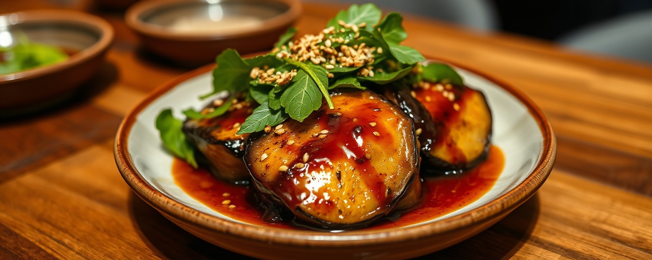 Miso Glazed Eggplant with Sesame Spinach