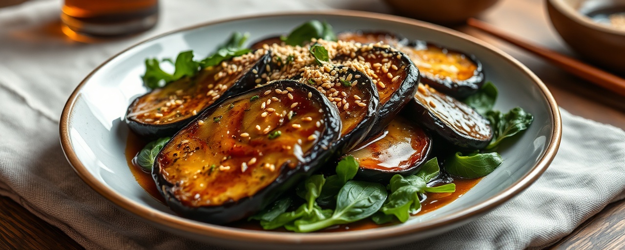 Miso Glazed Eggplant with Sesame Spinach