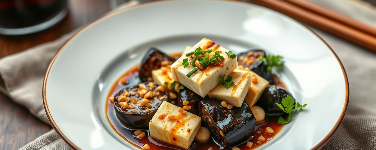 Miso-Glazed Eggplant with Spicy Peanut Tofu