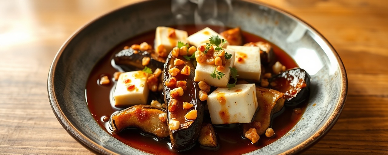 Miso-Glazed Eggplant with Spicy Peanut Tofu