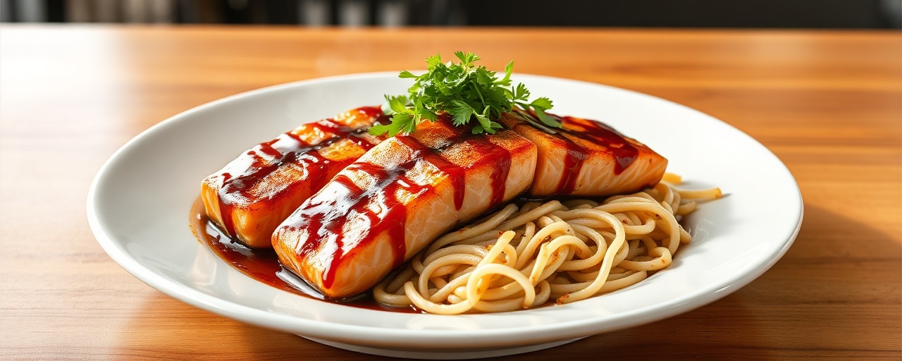Miso Glazed Salmon with Edamame and Soba Salad