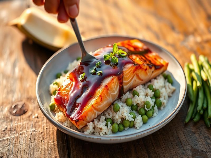 Miso Glazed Salmon with Edamame Rice